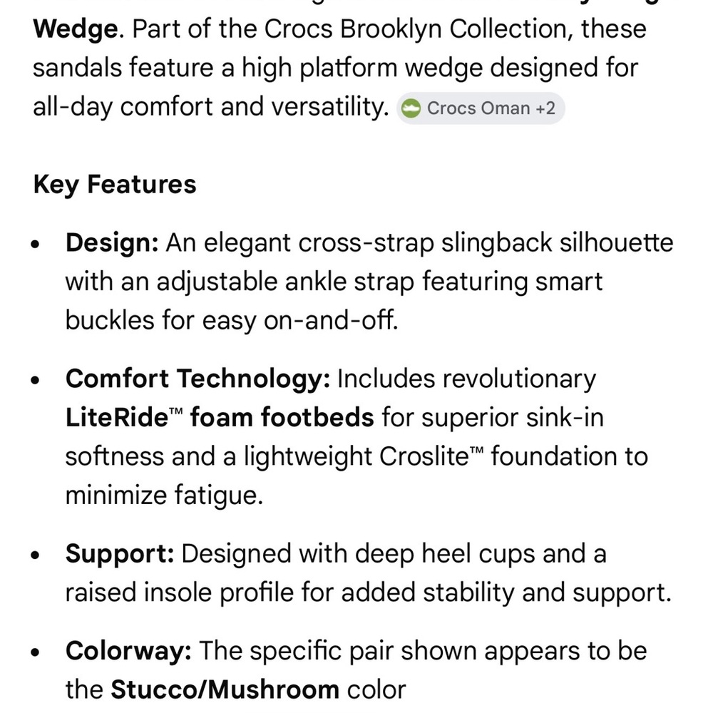Crocs Brooklyn High Wedge Sandal Bone Mushroom Platform‎ Women Size 8 206222-2BC - Picture 10 of 11
